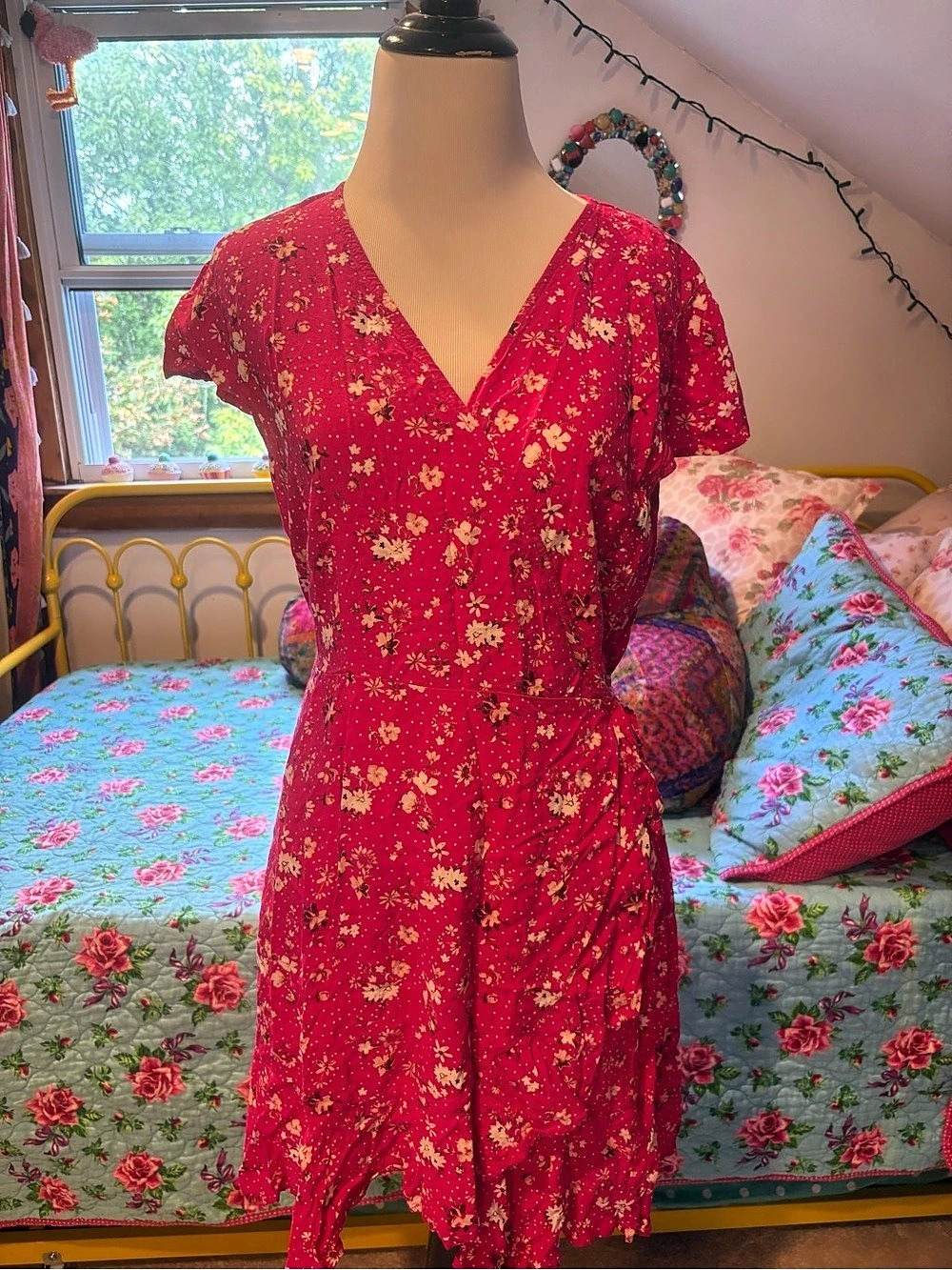 Mossimo Supply Co. Floral Mini Wrap Dress in Pink